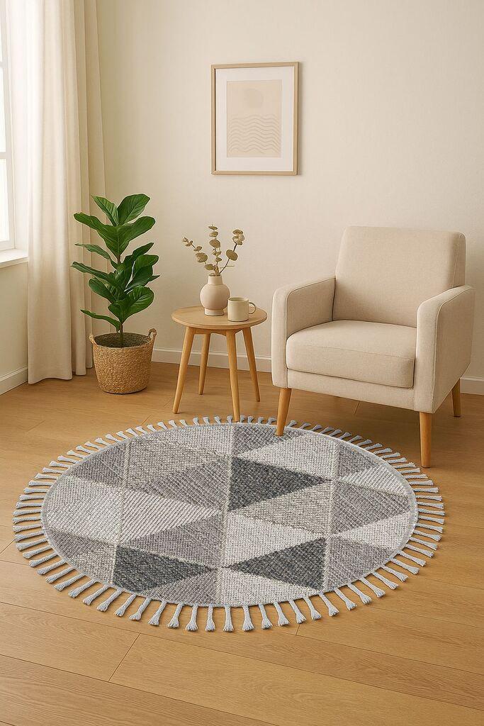 Conceptum Hypnose Carpet Bukle 1401, O120 cm, сива боја