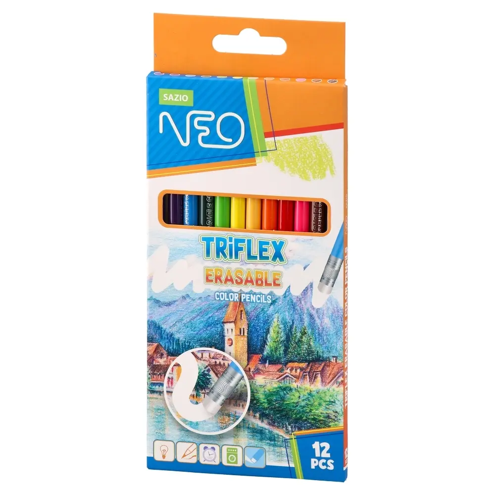 Sazio Neo Triflex дрвени боички за бришење, бришечки, 12 парчиња