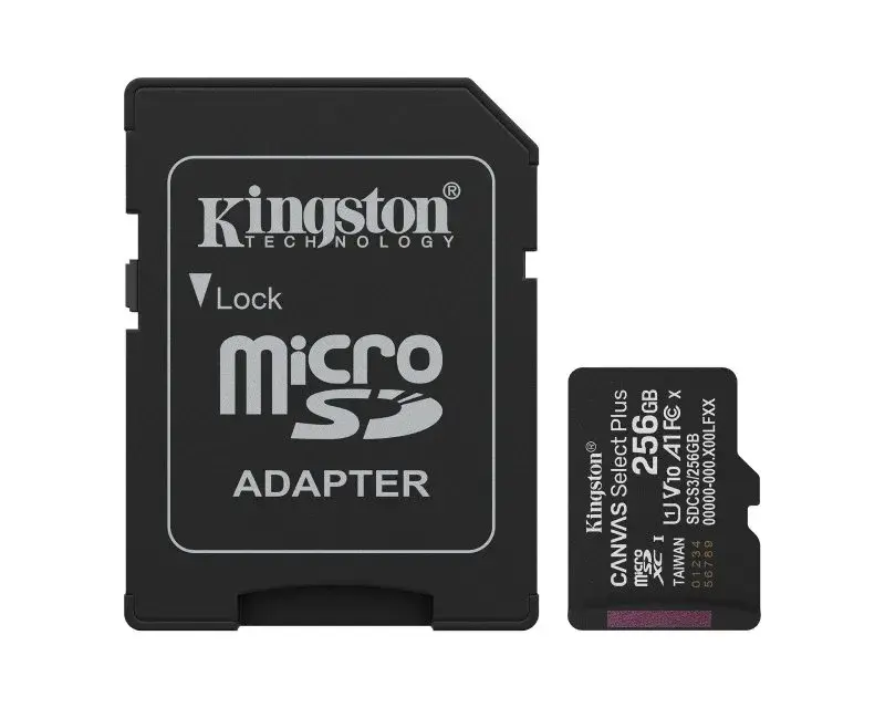 KINGSTON Мемориска картичка U1, V10, SDXC, 256GB, Canvas Select Plus, G3 150R, SDCS3/256GB, адаптер