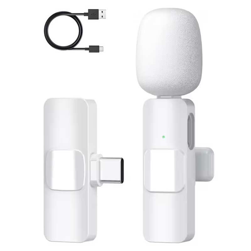 Безжичен микрофон - Lavalier - Type C - Бел