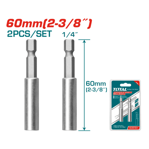 Магнетен држач за битови Total TAC462601, Осигурувач, 60мм, 2 парчиња