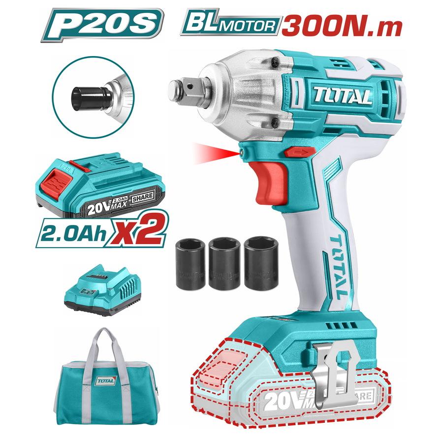 Шрафцигер Total Aku TIWLI2001, 300Nm, 2x2Ah