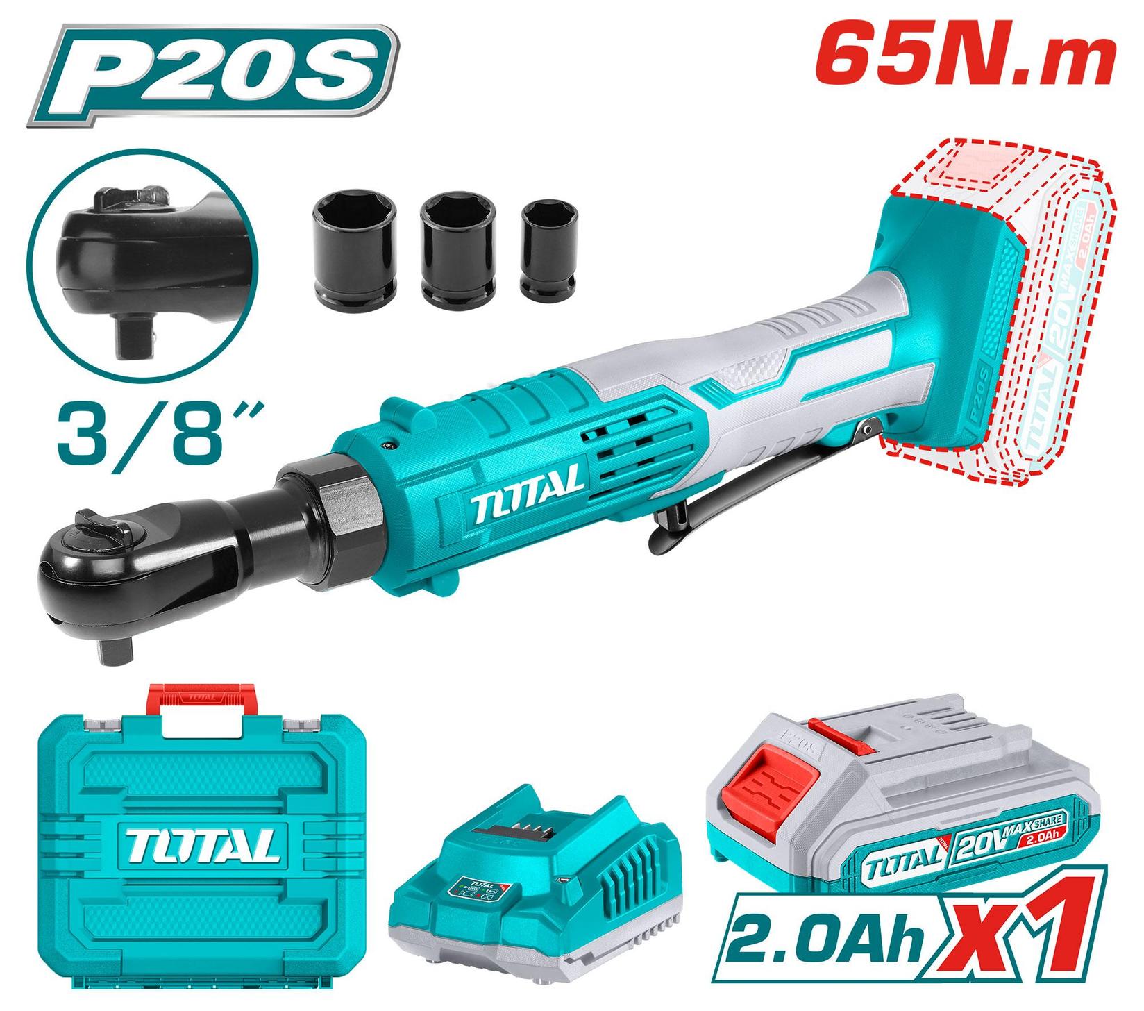 Литиум-јонска батерија Total TDRLI2060152, 20V, 2Ah x1, 3/8", 65Nm, куќиште