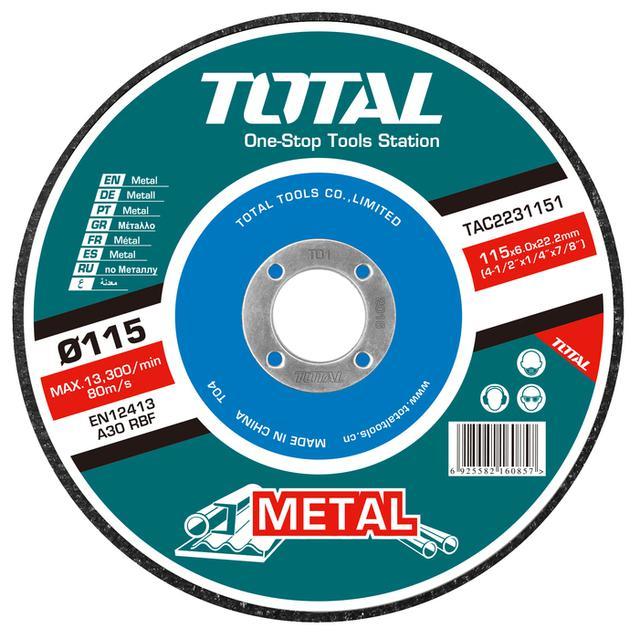Плоча за брусење Total за метал TAC2231151, 115x6x22.2mm