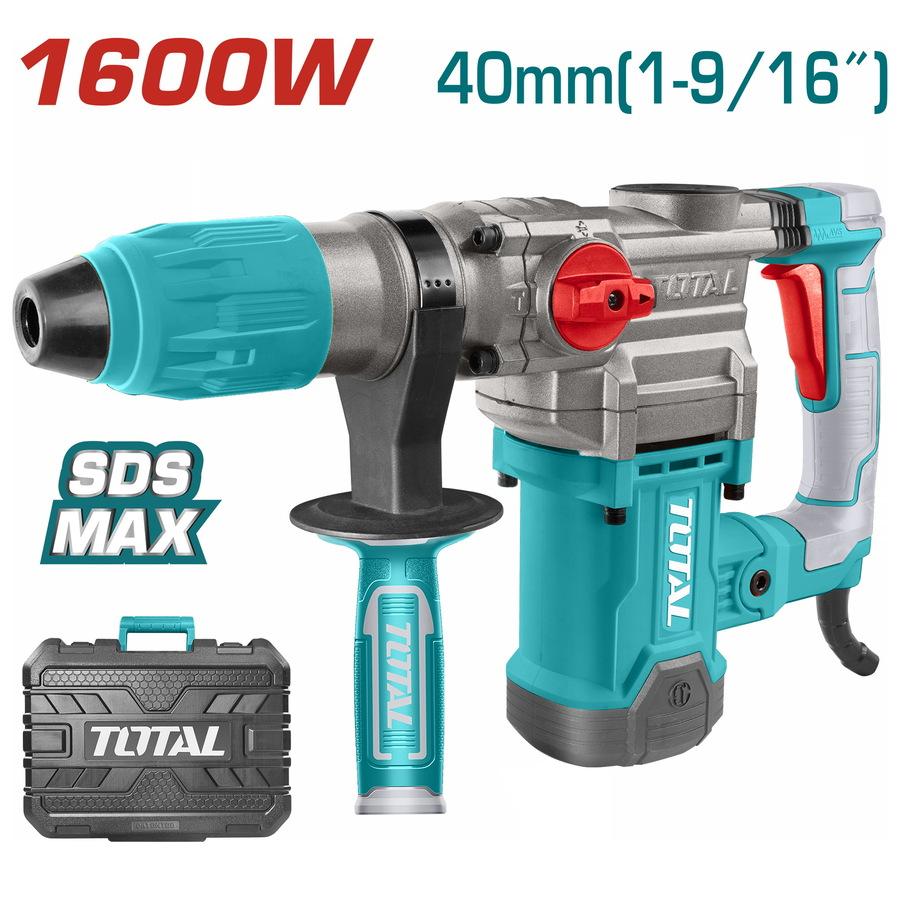 Total чекан дупчалка TH1163855, 10J/1600W, SDS MAX, 2 дупчалки, 2 длета