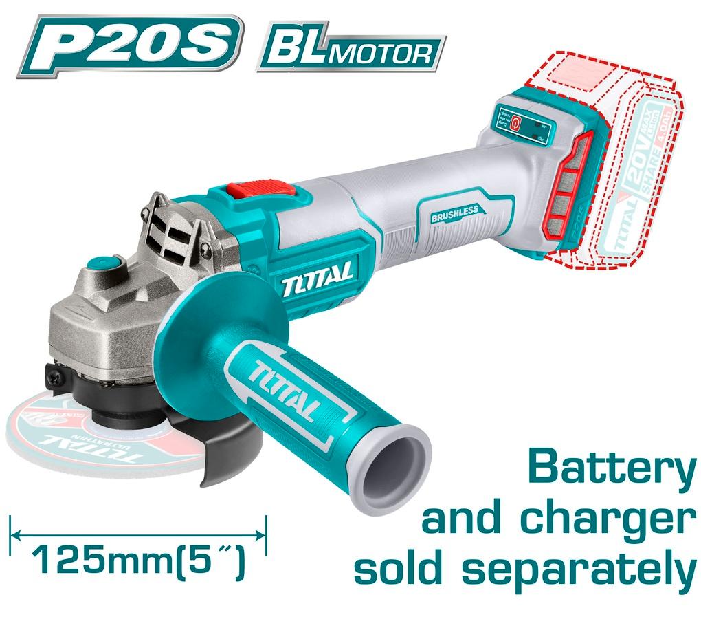Безжична аголна брусилка Total TAGLI201258, Соло, 125 mm, BL
