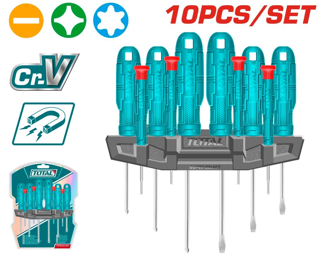 Комплет од шрафцигери Total од 10 парчиња THTDC251001