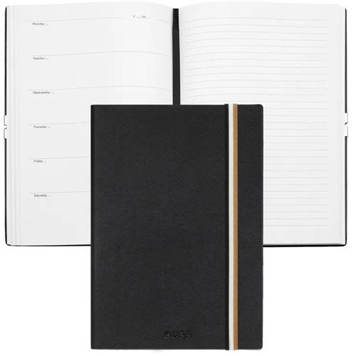 BOSS Нотес, А5, Со ластик, 96 Листа, Со линии, Iconic Agenda, HNH421AA, Црна