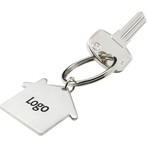 MIDOCEAN BRANDS Приврзок Куќа, Метален, KC6589, 3.9x6.5x0.3цм, Сребрена