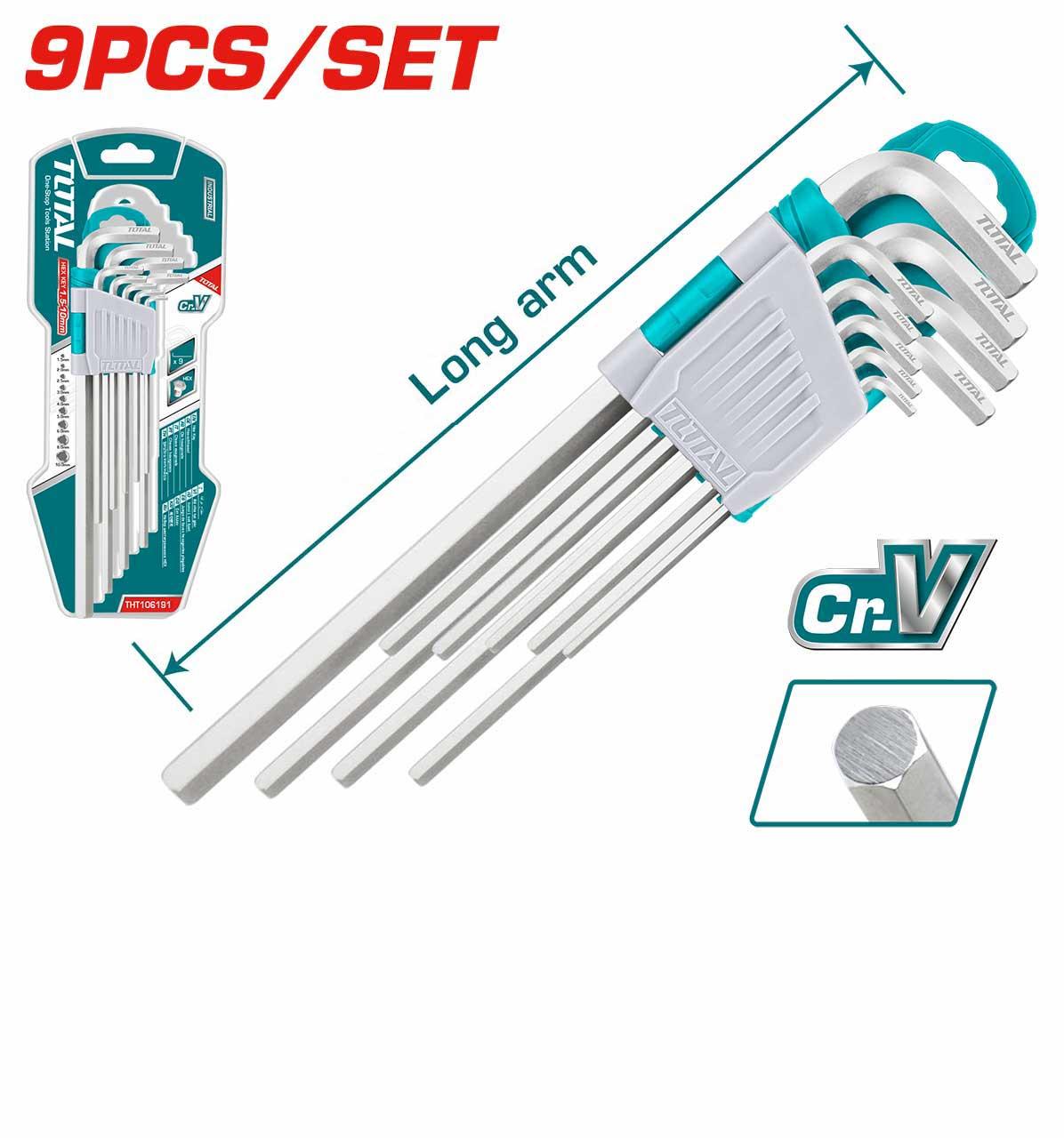 Вкупен сет шестоаголни клучеви 1,5-10мм THT106191, 9 парчиња
