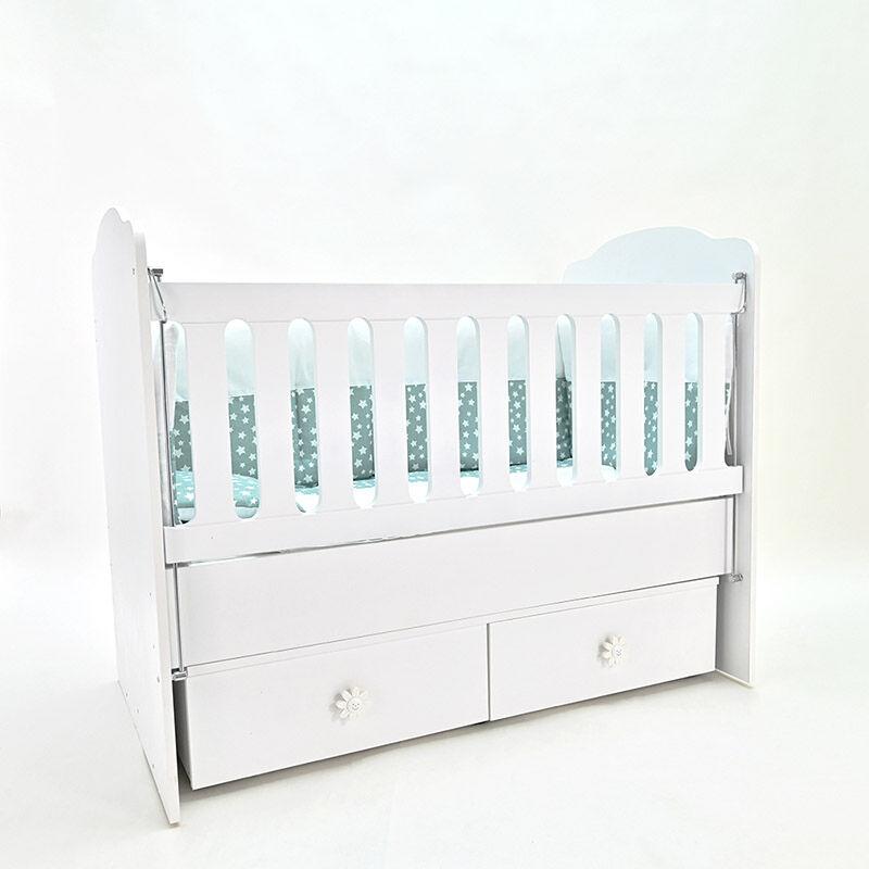 LOCO CROCO Кревет со тапацир и 2 фиоки бел лк