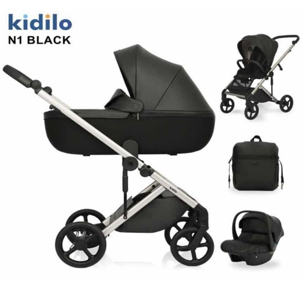 KIDILO Количка Eli N1 3 во 1, Црна