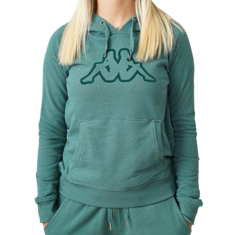 Женски дуксер Kappa со лого на целер, зелен