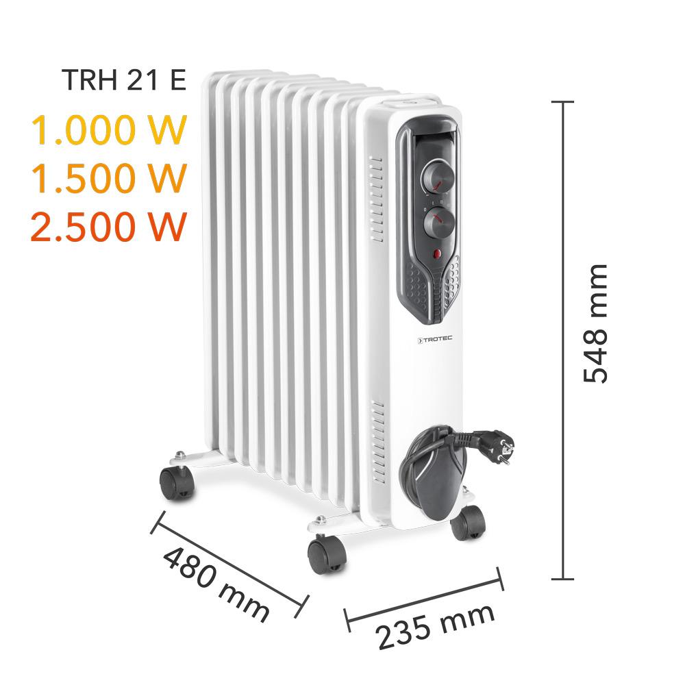 TROTEC Електричен радијатор со масло  TRH 21 E - 2,5kW / 11 ребра / БЕЛ