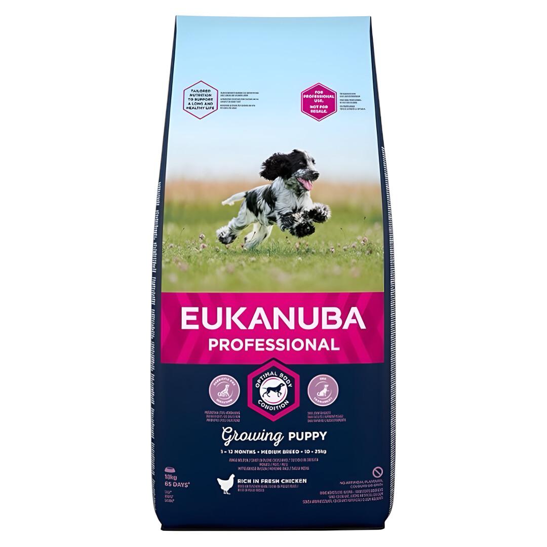 EUKANUBA Puppy Medium Breed Гранули со Пилешко и Зеленчук [Вреќа 18кг]