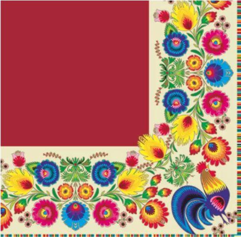 POL-MAK Салфети, 33*33мм, 1/20, Црвена-етно рамка, Maki, Slog 016804