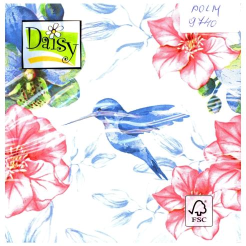 POL-MAK Салфети, 33*33мм, 1/20, Колибри-птица, Daisy, SDOG 0135 01