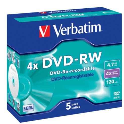 VERBATIM DVD-RW, 4.7GB/120min, 4x Speed, VER43285/43284