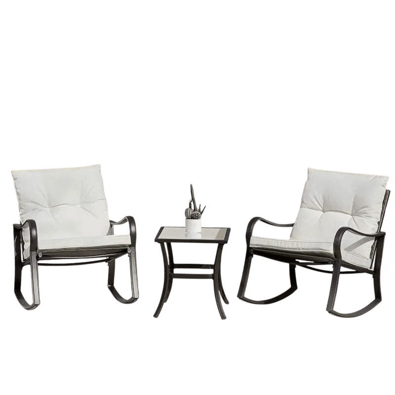 VERANO градинарски сет - 2 лулашки столици и масичка (столица 60.5×83×82 cm, масичка 45×45×49.5 cm)