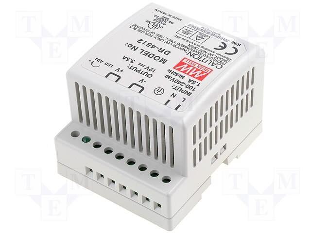 MeanWell DIN напојување 12V 3.5A 42W DR-4512