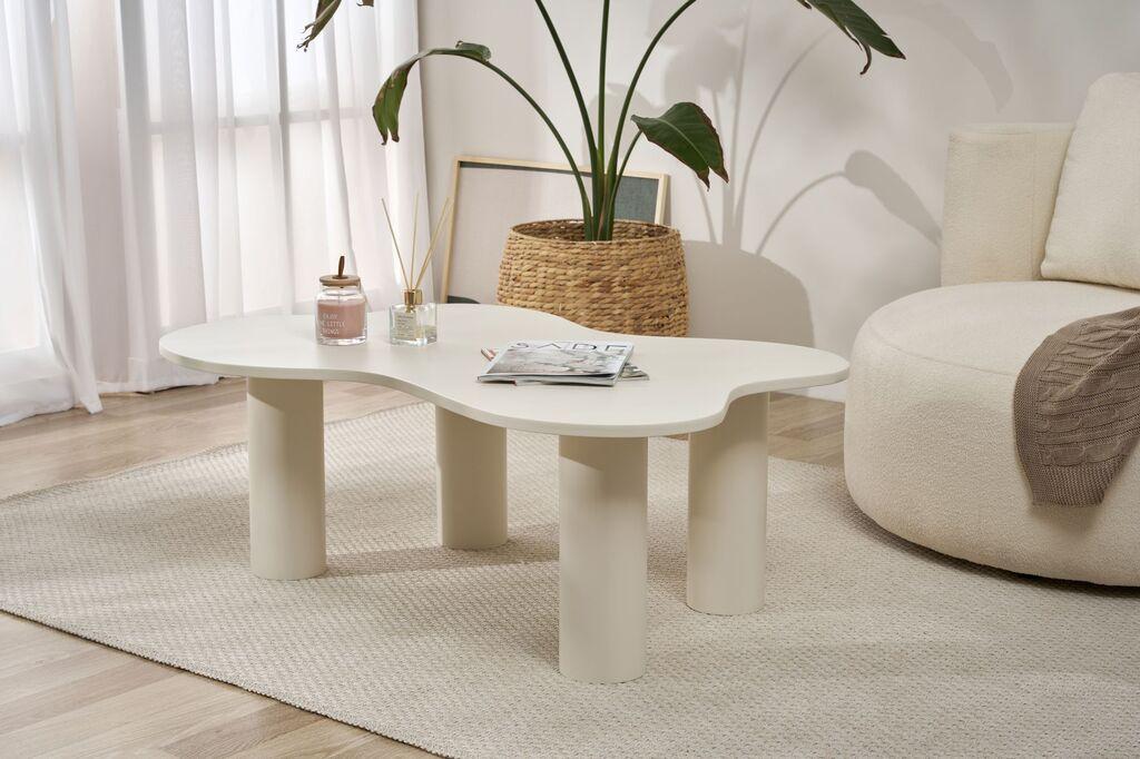 Маса Hanah Home Club Bloom, 110x40x70 см, крем боја