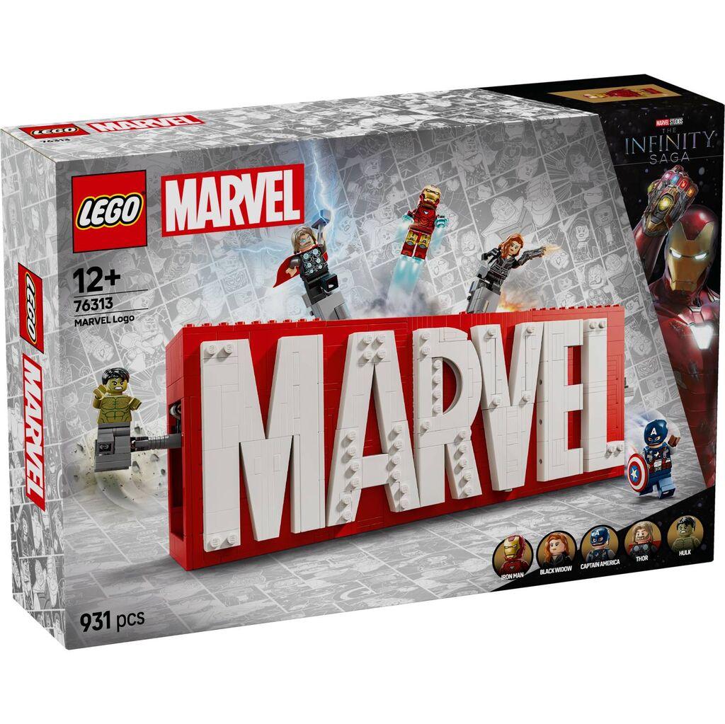 Лого и минифигури на LEGO Marvel 76313
