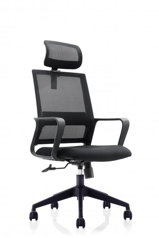 Стол, Мрежаст Црн Наслон И Наслон За Глава, Фиксни Рачки,Звезда ПВЦ,CH-219A,Црна