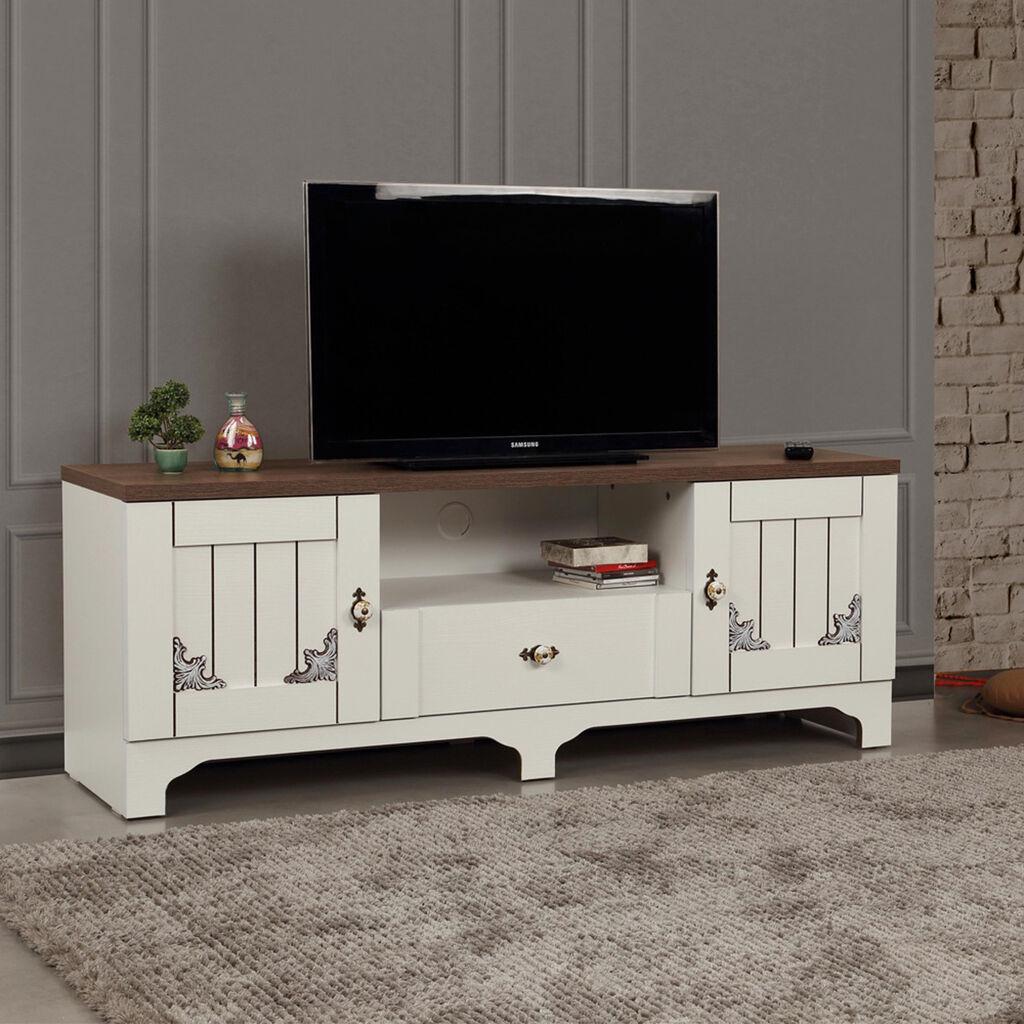 ТВ кабинет Hanah Home Gazel 140, 140 см, бело-кафеав