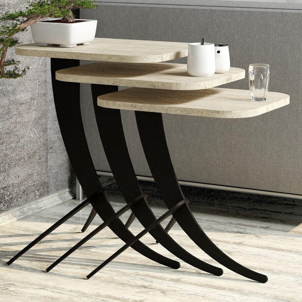 Комплет масички за кафе Hanah Home Pion 3, 35x60 см, 3 парчиња, крем боја