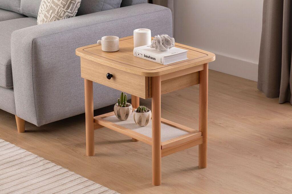 Ноќна масичка Hanah Home со фиоки Daisy, 55x45x55 см, кафеава