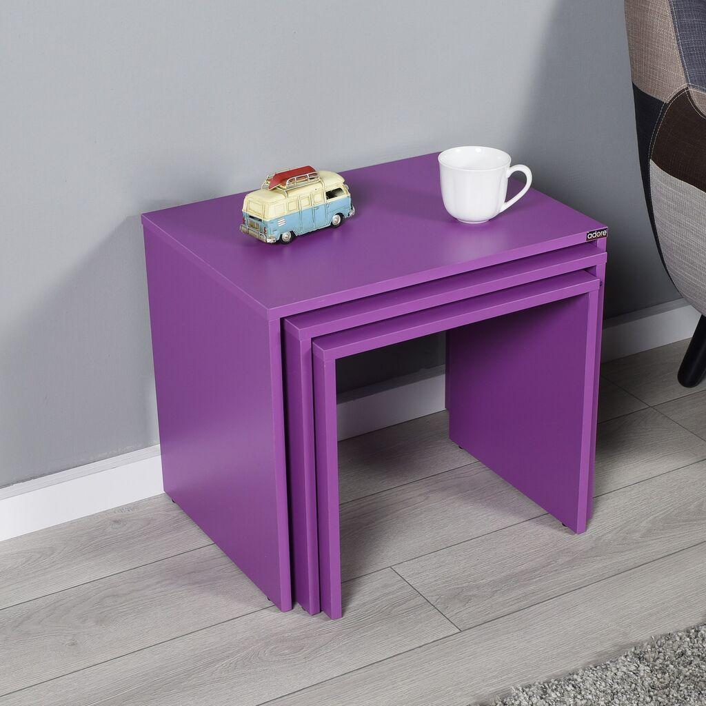 Комплет масички за кафе Hanah Home Shp-103-Uu-1, 55x47x40 см, 3 парчиња, виолетова
