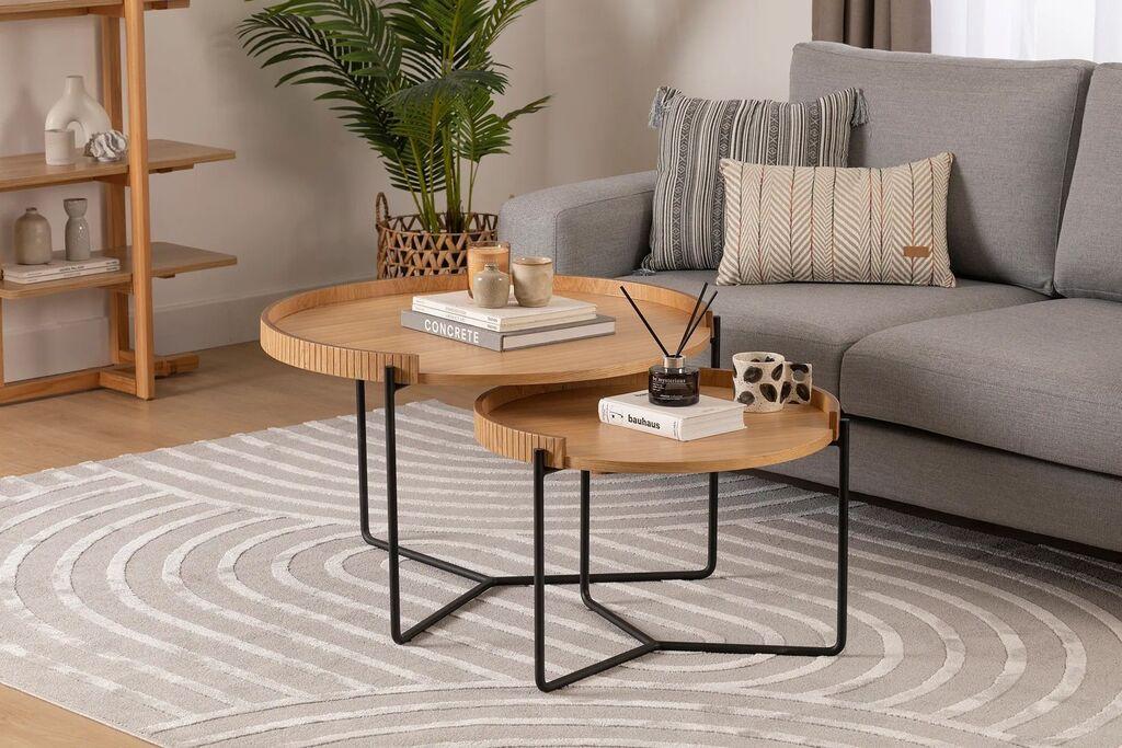 Комплет масички за кафе Hanah Home Mandy, 2 парчиња, 80x51x80 и 60x41x60 см, кафеава