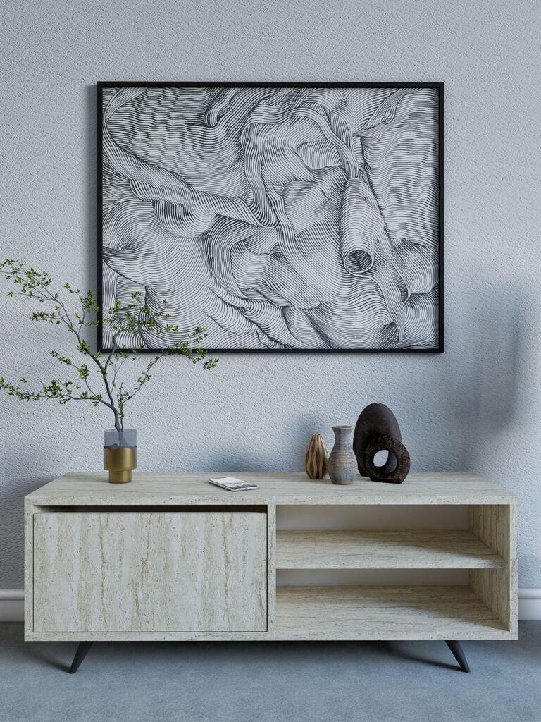 ТВ кабинет Hanah Home Maku-Ephesus мермер, 120 см, сив