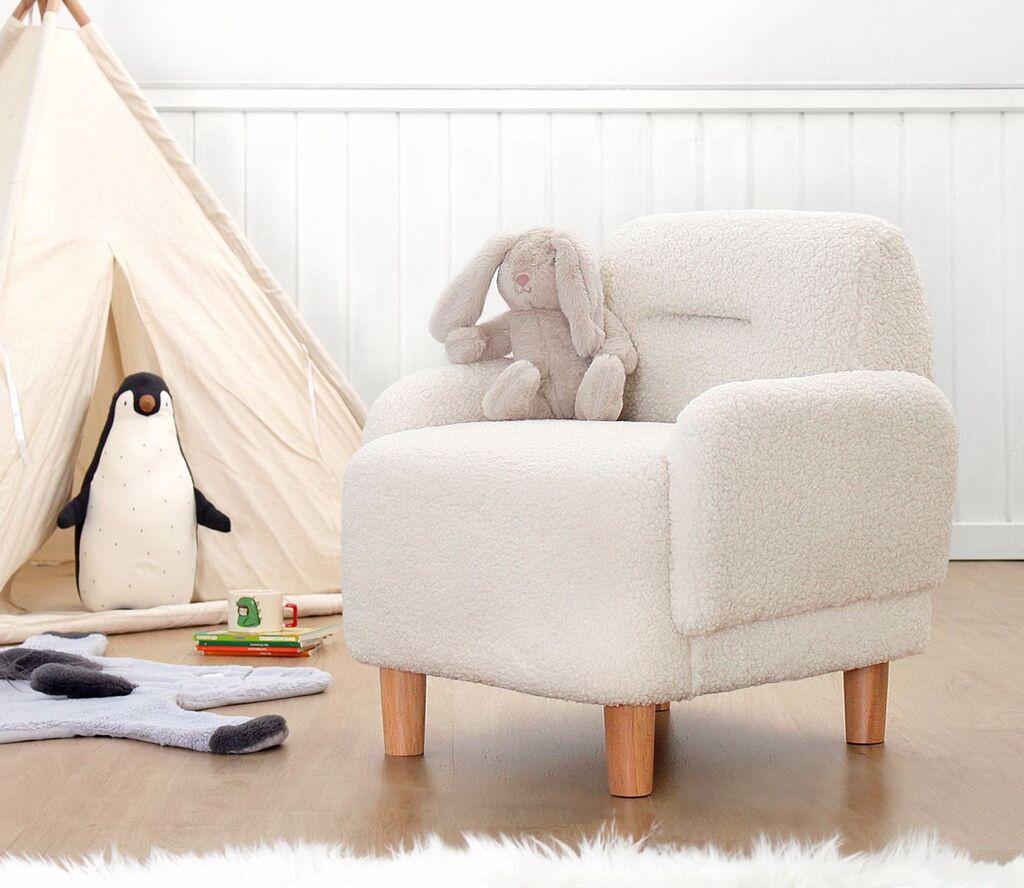 Детска фотелја Atelier del Sofa Cobie Teddy, 49x57x51, бела