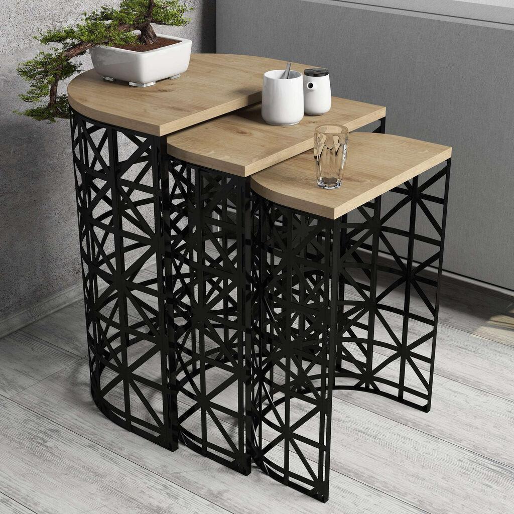 Hanah Home Комплет масички за кафе Стил Метал Порцелан, 3 парчиња, Даб