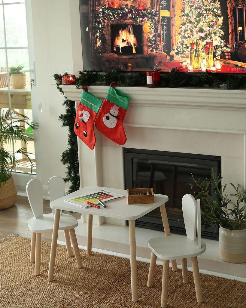 Hanah Home Комплет детска маса и столчиња Зајче, бела