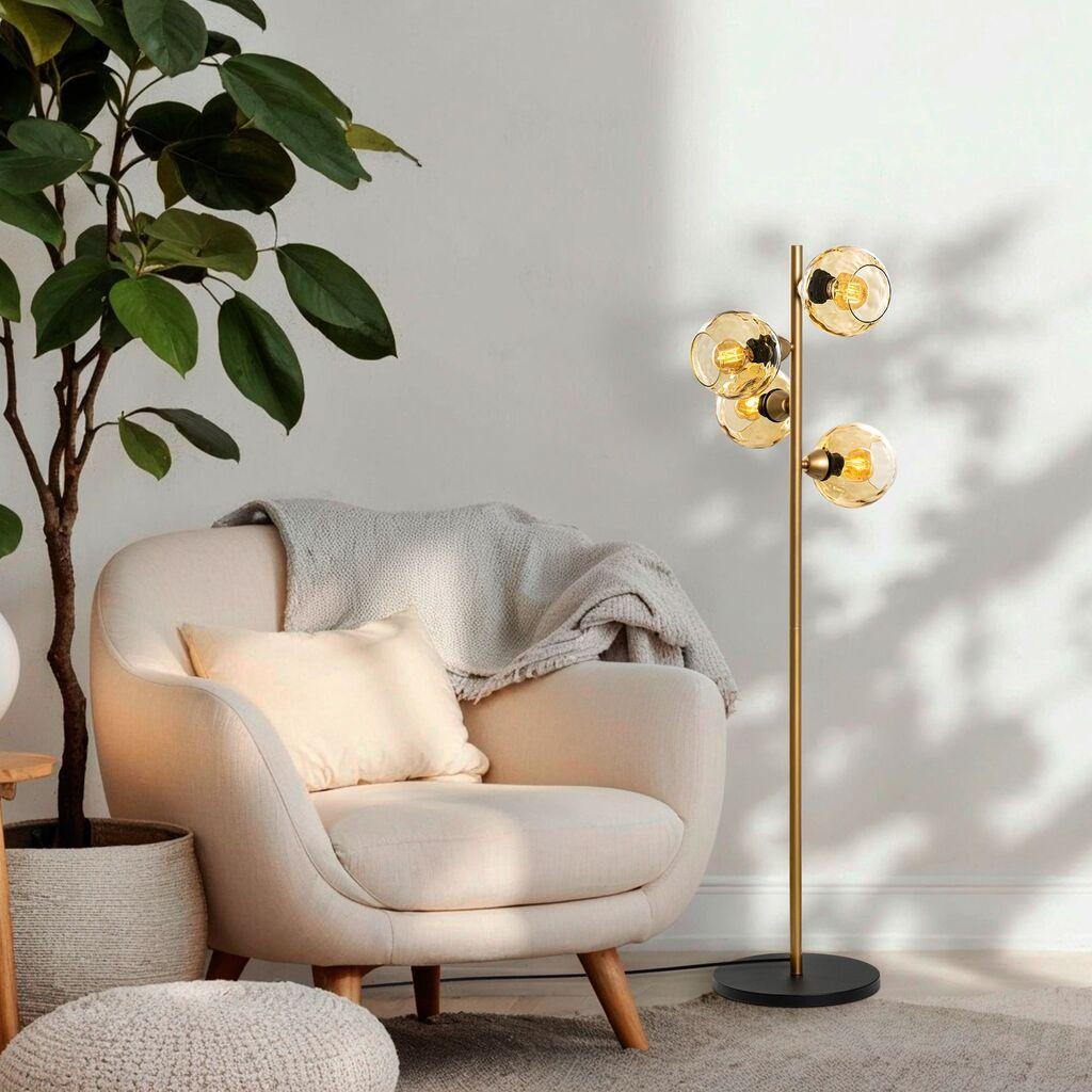 Подна ламба Opviq Benek-15-14544, 36x36x135 см, IP20, златно-жолта боја