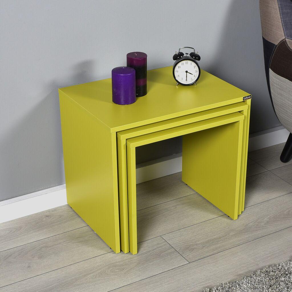 Комплет масички за кафе Hanah Home Shp-103-Yy-1, 55x47x40 см, 3 парчиња, жолта