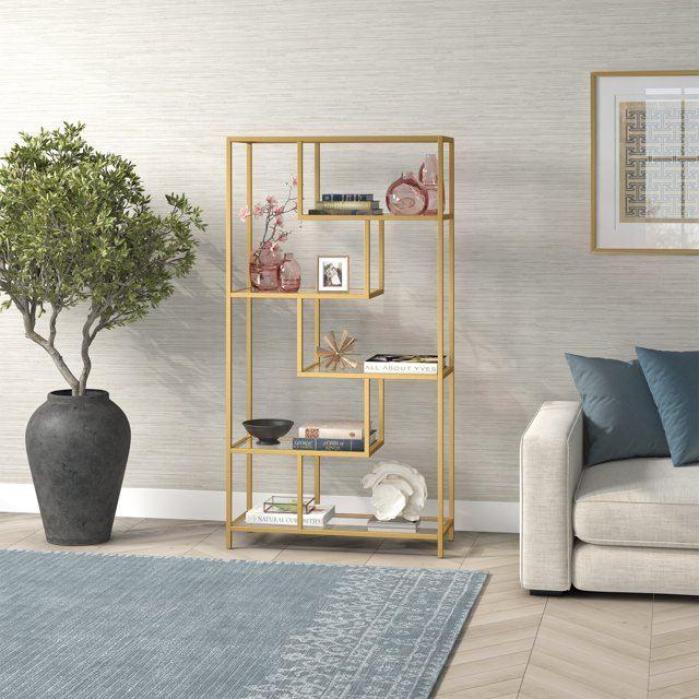 Полица за книги Hanah Home By-30, 90x172x30 см, златна боја