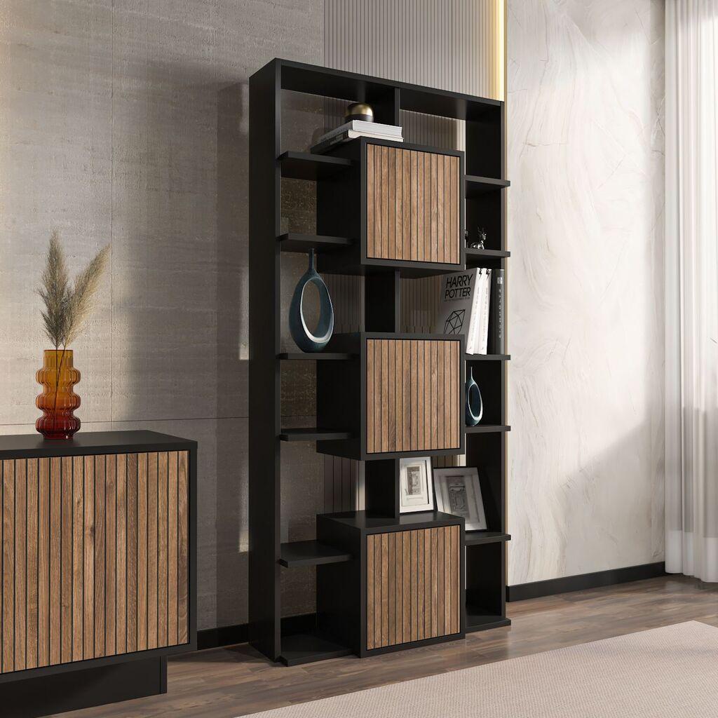 Полица за книги Hanah Home Monaco, 85x176x20 см, црна