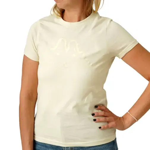 Женска маица со кратки ракави Kappa со лого Bram, крем боја