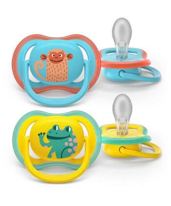 Philips Avent Цуцла Лажливка Ultra Air, 18+ месеци, 2 парчиња, мајмун/жаба