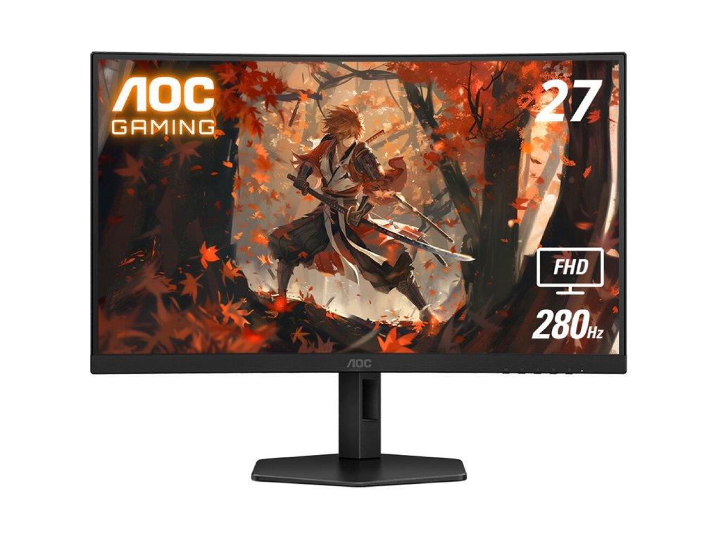 AOC гејмерски монитор C27G4ZXE 27"/VA, закривен/1920x1080/280Hz/1ms GtG/HDMIx2, DP/слободно синхронизирање/VESA/црн