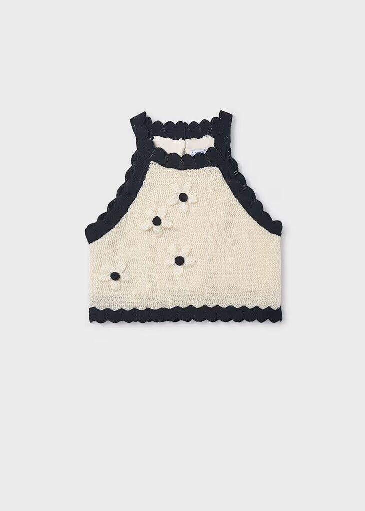 Coco Kids Плетен топ -црна, 14-157-160cm