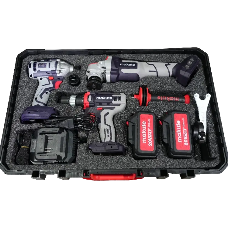 Makute Батериски сет Аголна Брусалица, Ударен Одвртувач, Дупчалка (P3-DC04-2B)