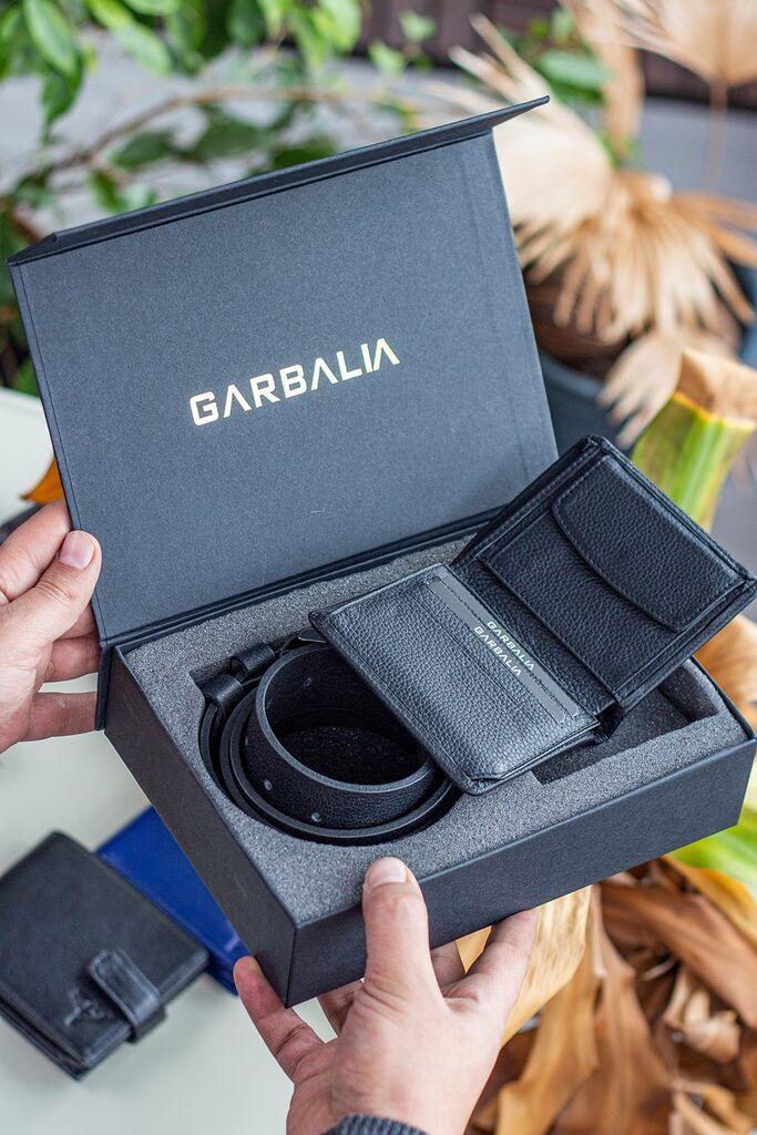 Комплет ремен и паричник MyValice за мажи од Далас, црн