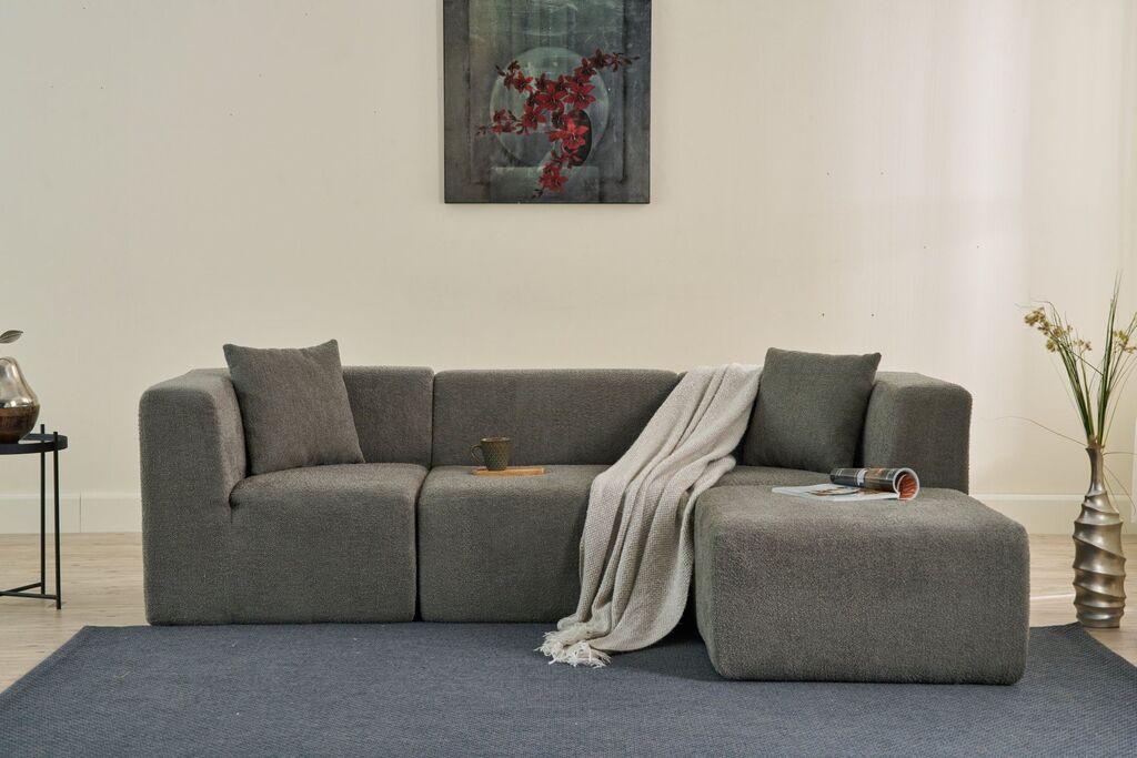 Аголен сет Atelier del Sofa Raks, 245x70x85 см, сив