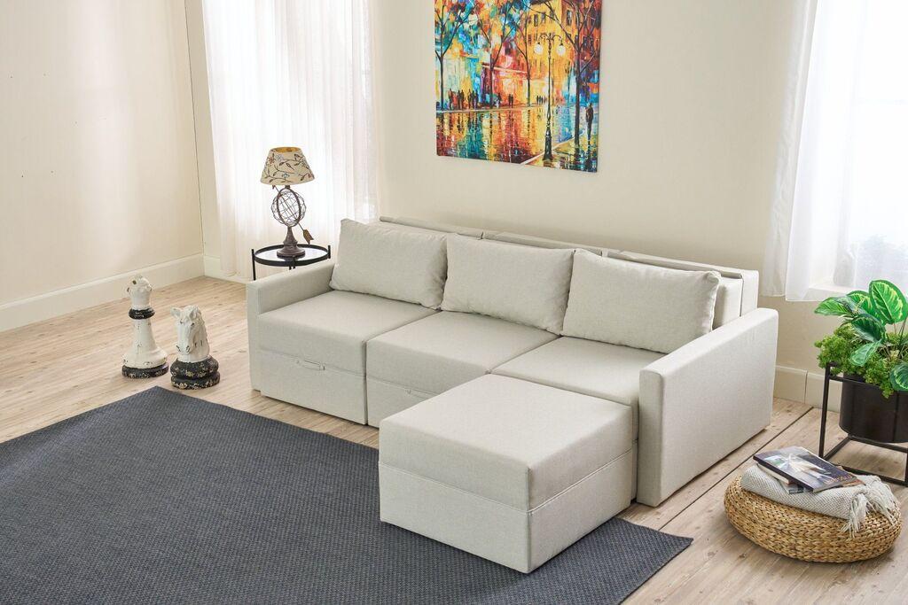 Аголна гарнитура на расклопување Atelier del Sofa Saros, 230x72x110 см, беж