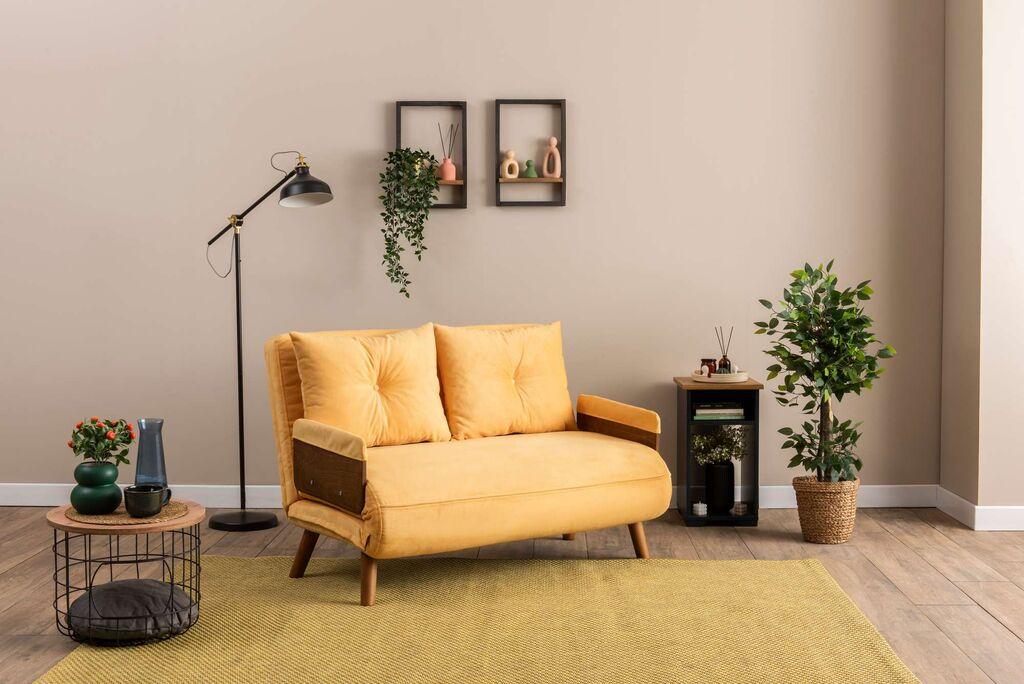 Atelier del Sofa Двосед на расклопување Cosmo, 190x120x82cm, жолта