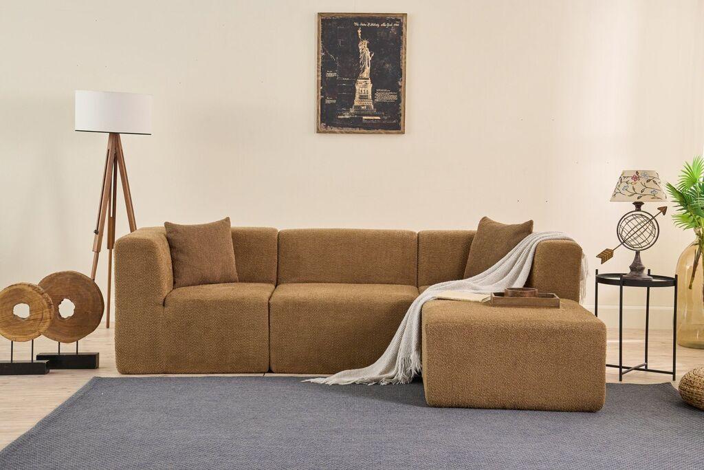Аголен сет Atelier del Sofa Raks, 245x70x85 см, кафеава боја